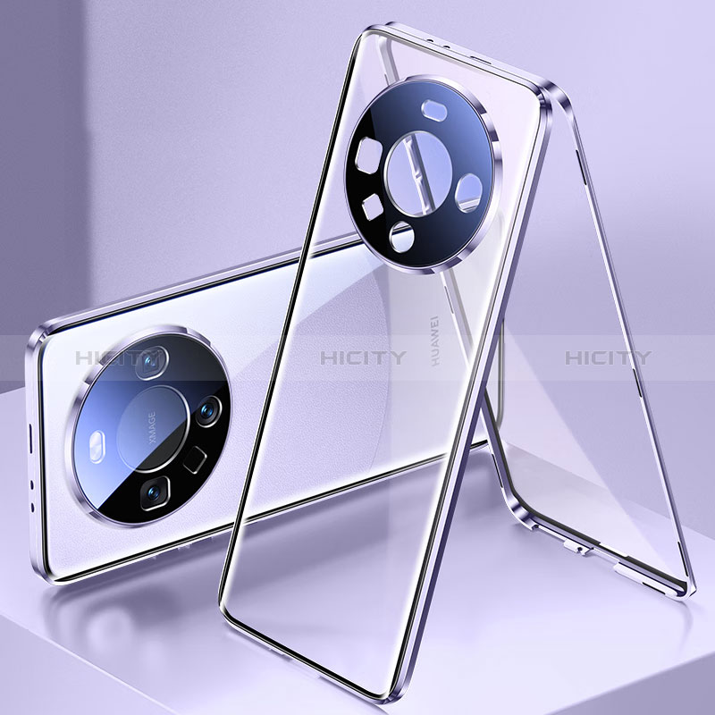 Custodia Lusso Alluminio Laterale Specchio 360 Gradi Cover P01 per Huawei Mate 60