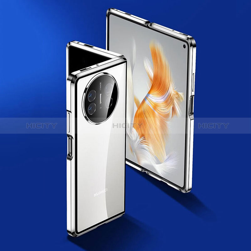 Custodia Lusso Alluminio Laterale Specchio 360 Gradi Cover P01 per Huawei Mate X3