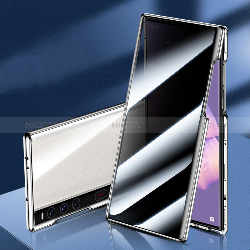 Custodia Lusso Alluminio Laterale Specchio 360 Gradi Cover P01 per Huawei Mate Xs 2