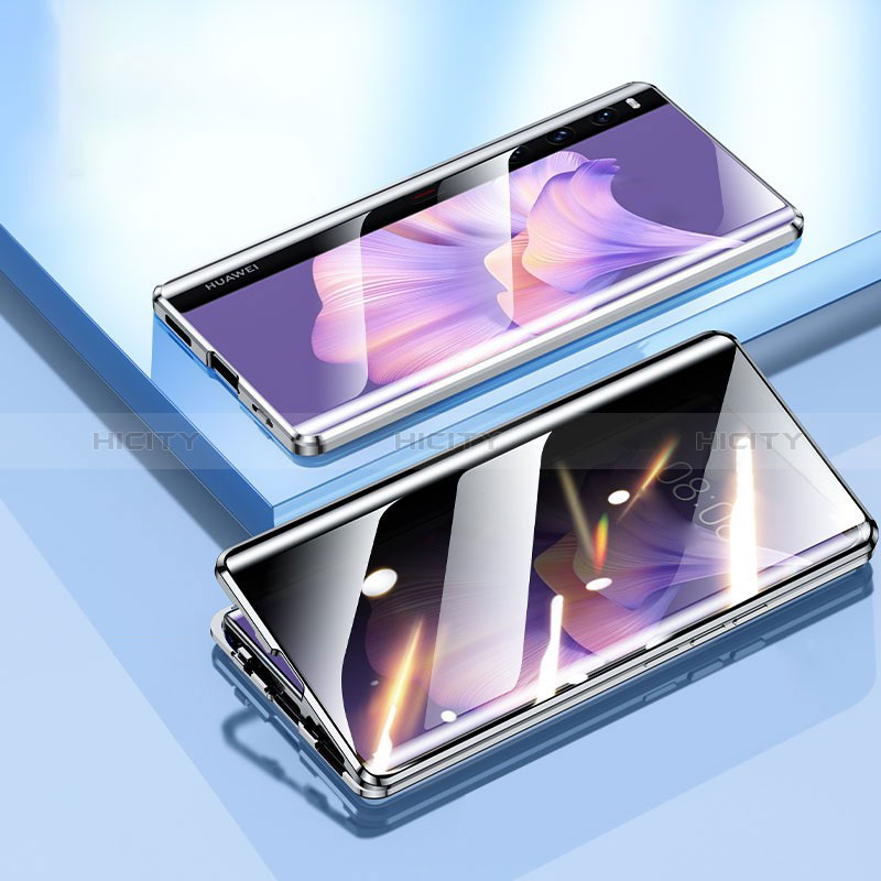 Custodia Lusso Alluminio Laterale Specchio 360 Gradi Cover P01 per Huawei Mate Xs 2 Nero