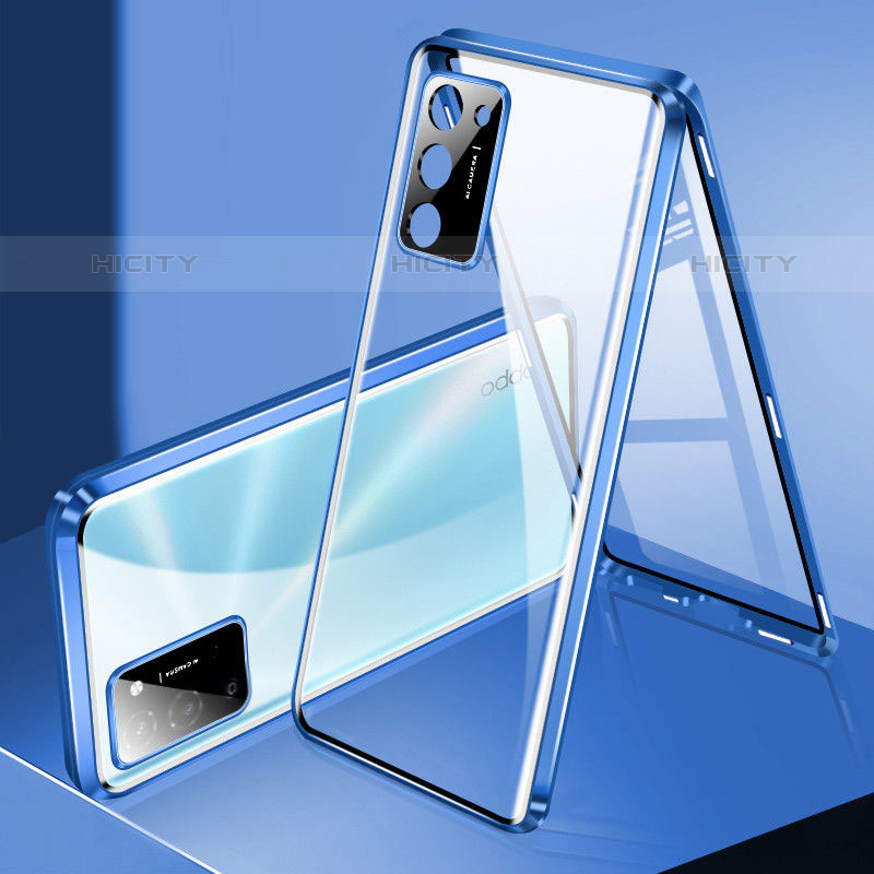 Custodia Lusso Alluminio Laterale Specchio 360 Gradi Cover P01 per Oppo A55S 5G