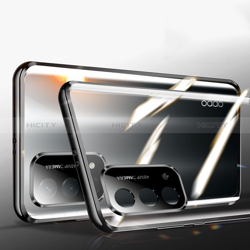 Custodia Lusso Alluminio Laterale Specchio 360 Gradi Cover P01 per Oppo A74 5G
