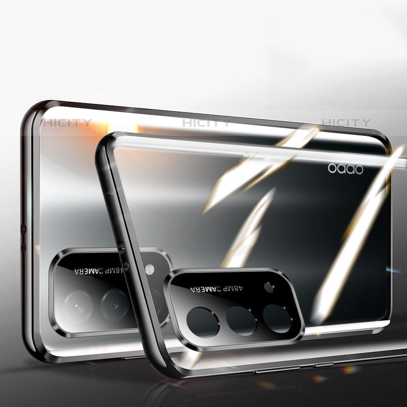 Custodia Lusso Alluminio Laterale Specchio 360 Gradi Cover P01 per Oppo A93 5G