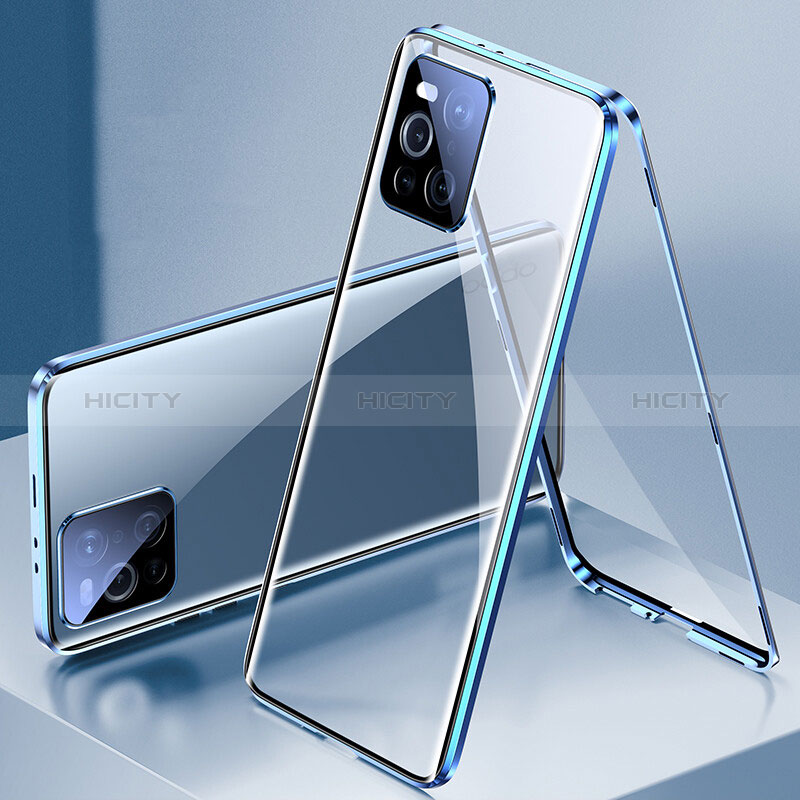 Custodia Lusso Alluminio Laterale Specchio 360 Gradi Cover P01 per Oppo Find X3 5G