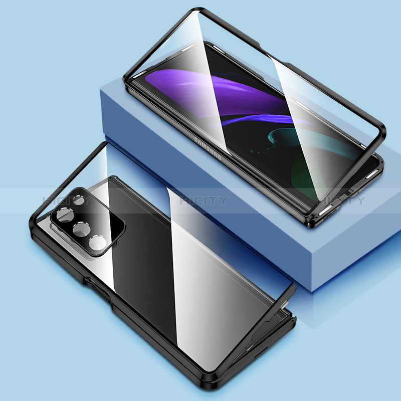 Custodia Lusso Alluminio Laterale Specchio 360 Gradi Cover P01 per Samsung Galaxy Z Fold2 5G