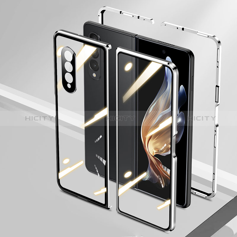 Custodia Lusso Alluminio Laterale Specchio 360 Gradi Cover P01 per Samsung Galaxy Z Fold3 5G