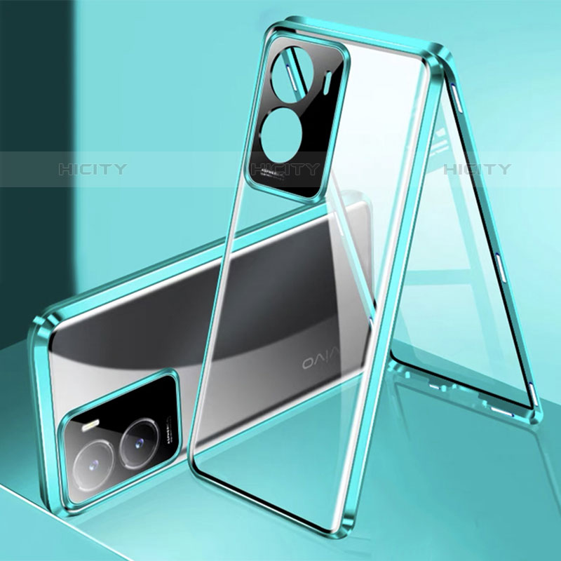 Custodia Lusso Alluminio Laterale Specchio 360 Gradi Cover P01 per Vivo iQOO Z7 5G Verde