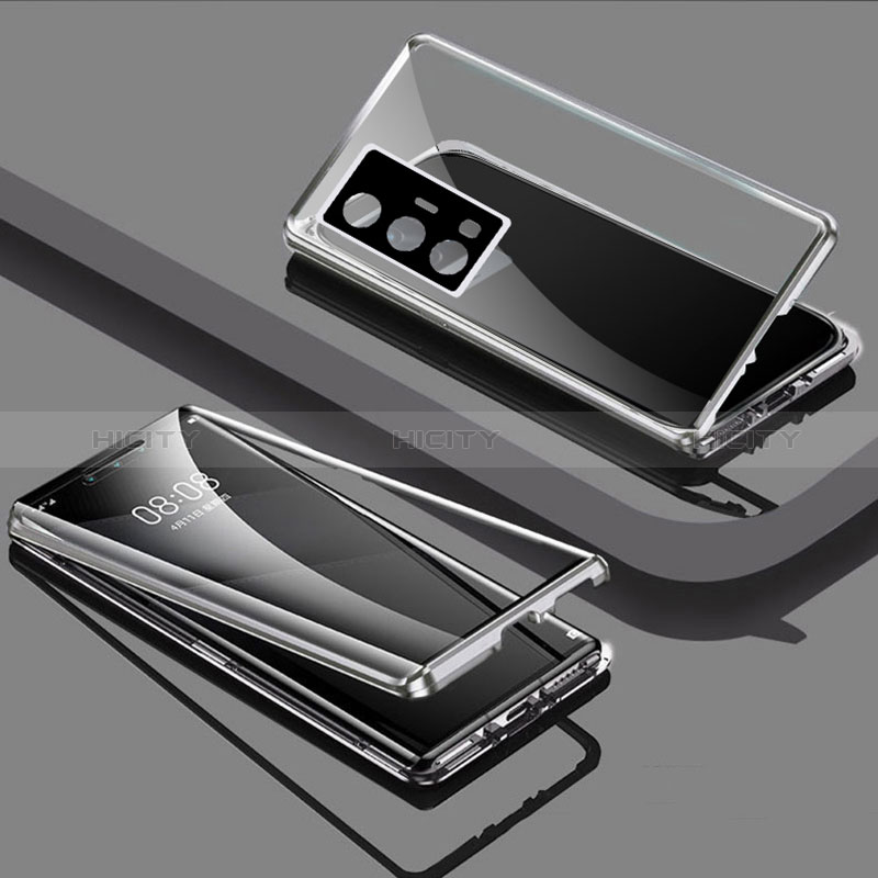 Custodia Lusso Alluminio Laterale Specchio 360 Gradi Cover P01 per Vivo X70 Pro 5G