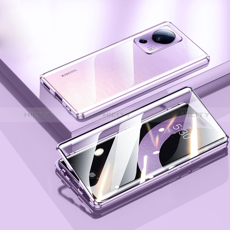 Custodia Lusso Alluminio Laterale Specchio 360 Gradi Cover P01 per Xiaomi Mi 13 Lite 5G Viola
