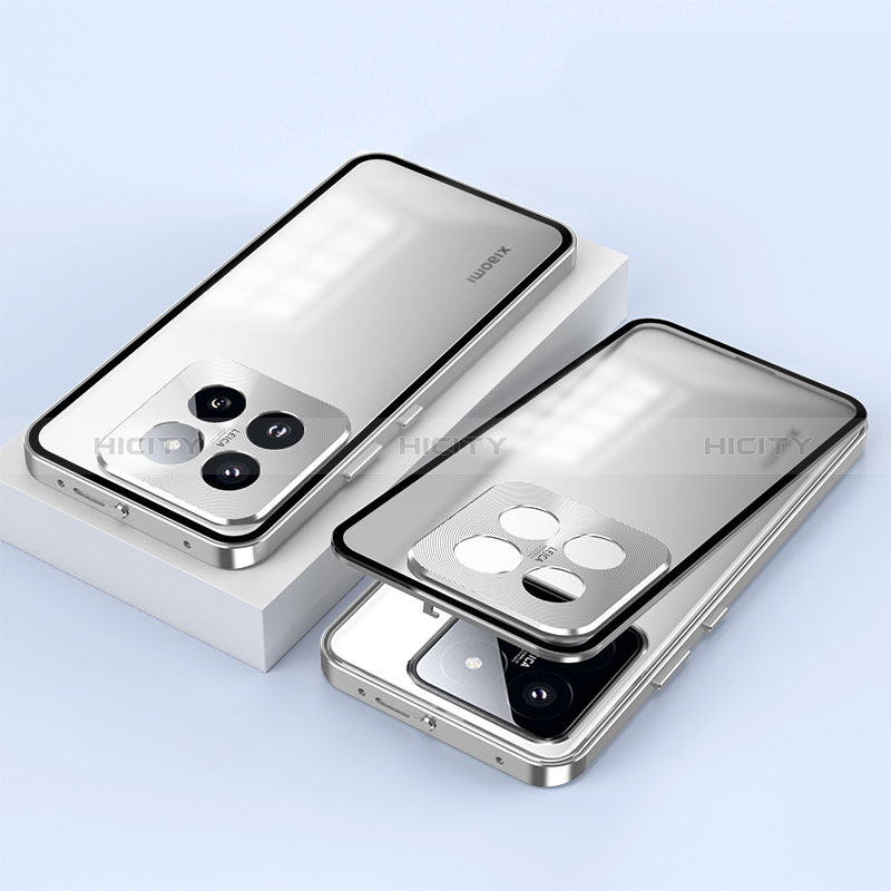 Custodia Lusso Alluminio Laterale Specchio 360 Gradi Cover P01 per Xiaomi Mi 14 Pro 5G