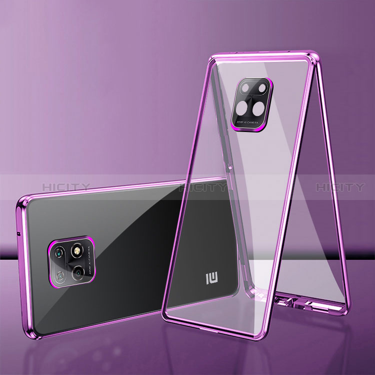 Custodia Lusso Alluminio Laterale Specchio 360 Gradi Cover P01 per Xiaomi Redmi 10X 5G Viola