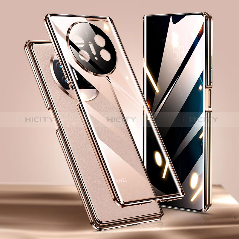 Custodia Lusso Alluminio Laterale Specchio 360 Gradi Cover P02 per Huawei Mate X3