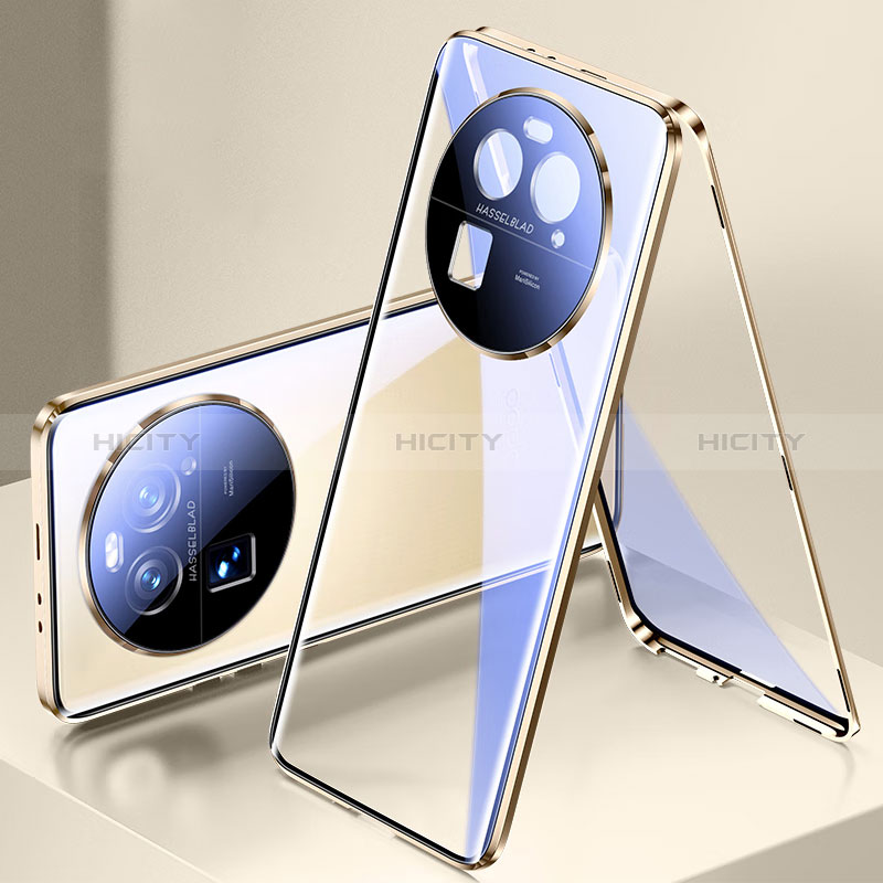 Custodia Lusso Alluminio Laterale Specchio 360 Gradi Cover P02 per Oppo Find X6 5G