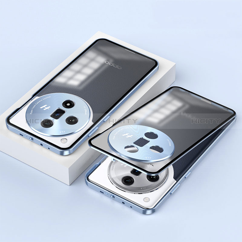Custodia Lusso Alluminio Laterale Specchio 360 Gradi Cover P02 per Oppo Find X7 5G