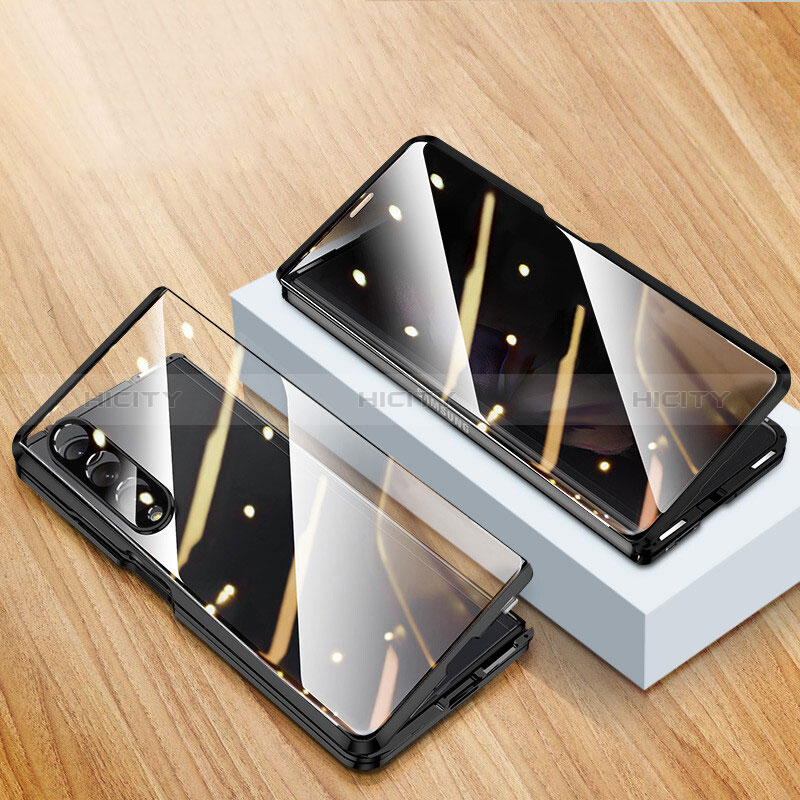 Custodia Lusso Alluminio Laterale Specchio 360 Gradi Cover P02 per Samsung Galaxy Z Fold3 5G