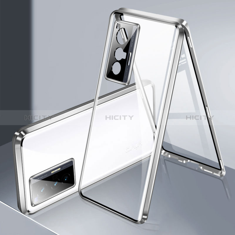 Custodia Lusso Alluminio Laterale Specchio 360 Gradi Cover P02 per Vivo X70 5G