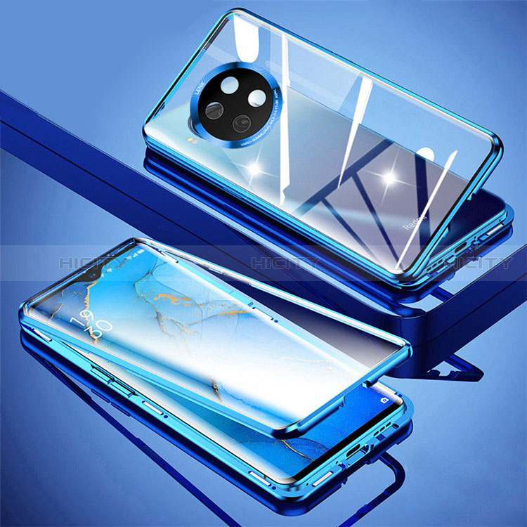 Custodia Lusso Alluminio Laterale Specchio 360 Gradi Cover P02 per Xiaomi Mi 10T Lite 5G Blu