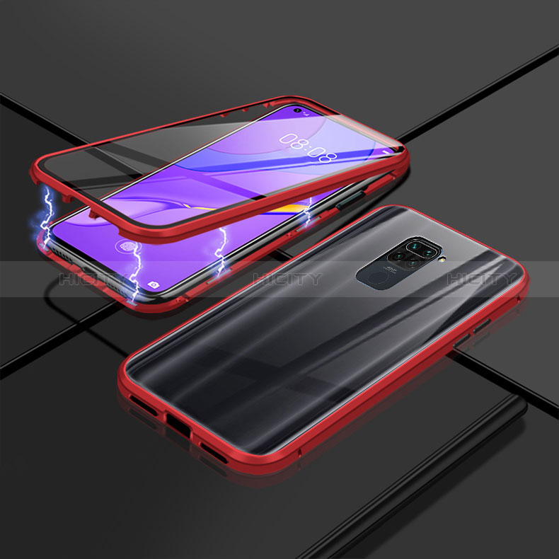 Custodia Lusso Alluminio Laterale Specchio 360 Gradi Cover P02 per Xiaomi Redmi 10X 5G Rosso