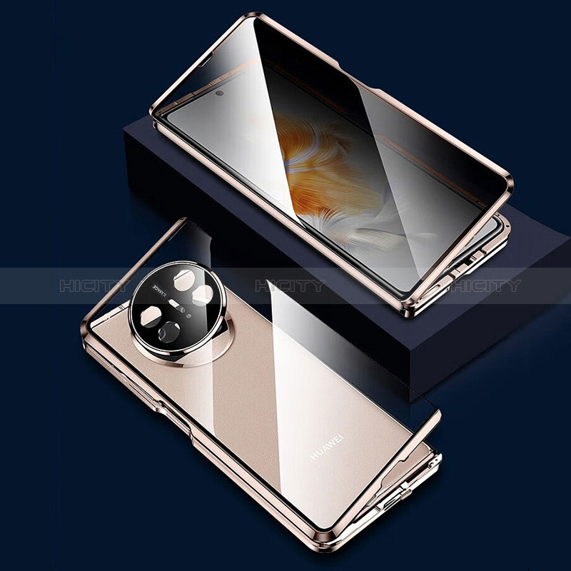 Custodia Lusso Alluminio Laterale Specchio 360 Gradi Cover P03 per Huawei Mate X5
