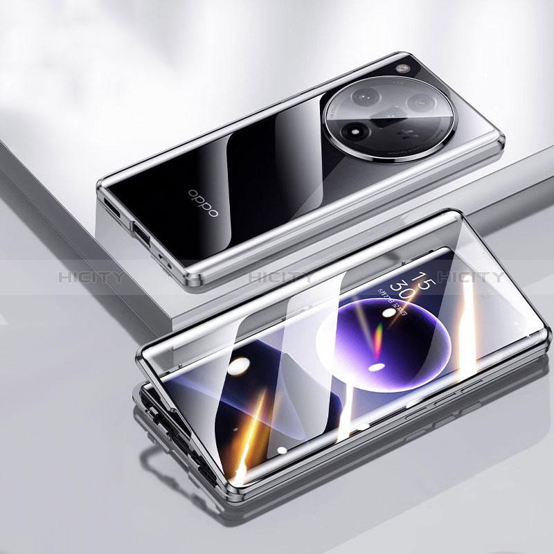Custodia Lusso Alluminio Laterale Specchio 360 Gradi Cover P03 per Oppo Find X7 Ultra 5G