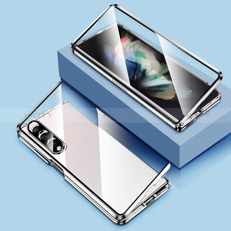 Custodia Lusso Alluminio Laterale Specchio 360 Gradi Cover P03 per Samsung Galaxy Z Fold3 5G
