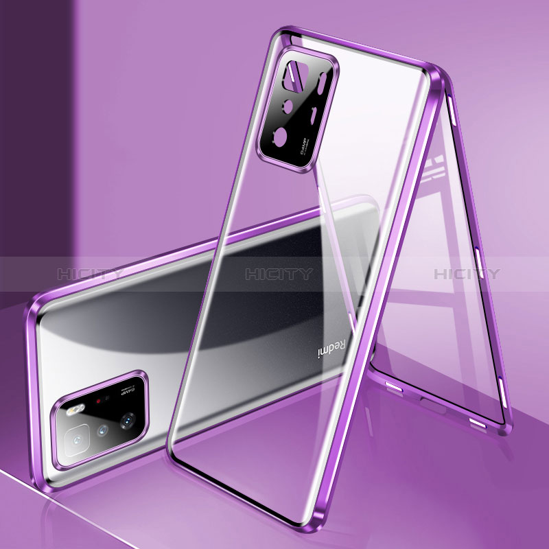 Custodia Lusso Alluminio Laterale Specchio 360 Gradi Cover P03 per Xiaomi Poco X3 GT 5G Viola