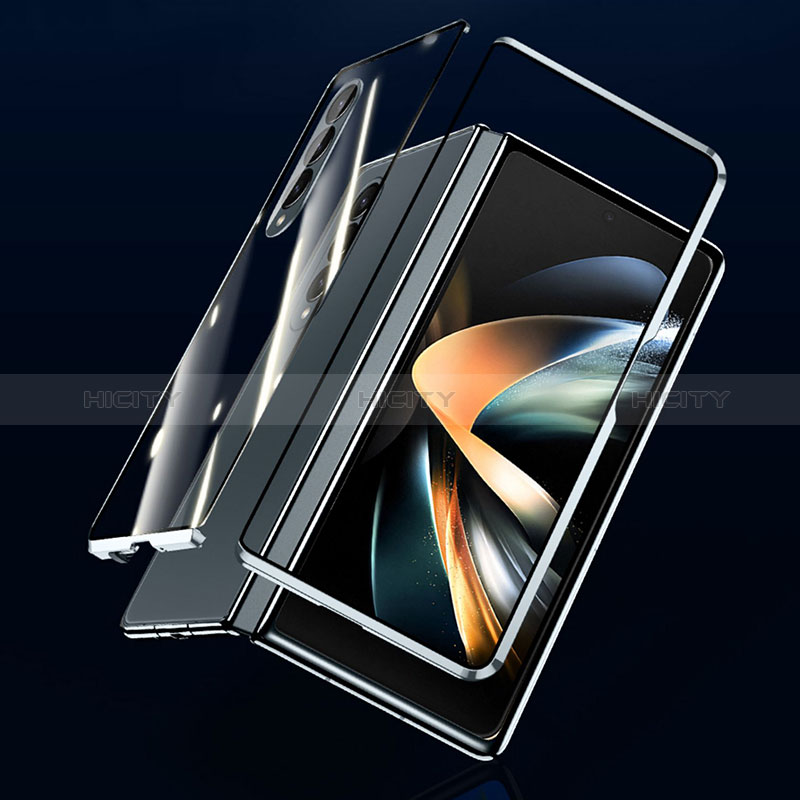 Custodia Lusso Alluminio Laterale Specchio 360 Gradi Cover P04 per Samsung Galaxy Z Fold3 5G