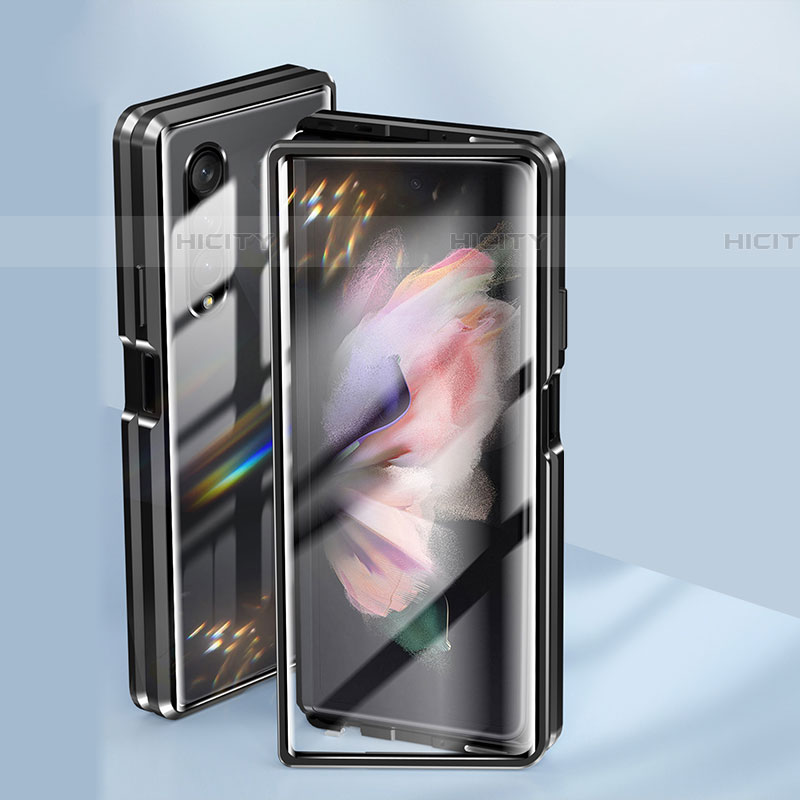 Custodia Lusso Alluminio Laterale Specchio 360 Gradi Cover P04 per Samsung Galaxy Z Fold4 5G