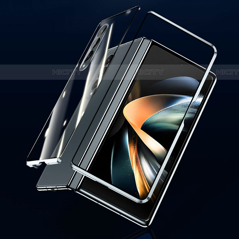 Custodia Lusso Alluminio Laterale Specchio 360 Gradi Cover P04 per Samsung Galaxy Z Fold4 5G