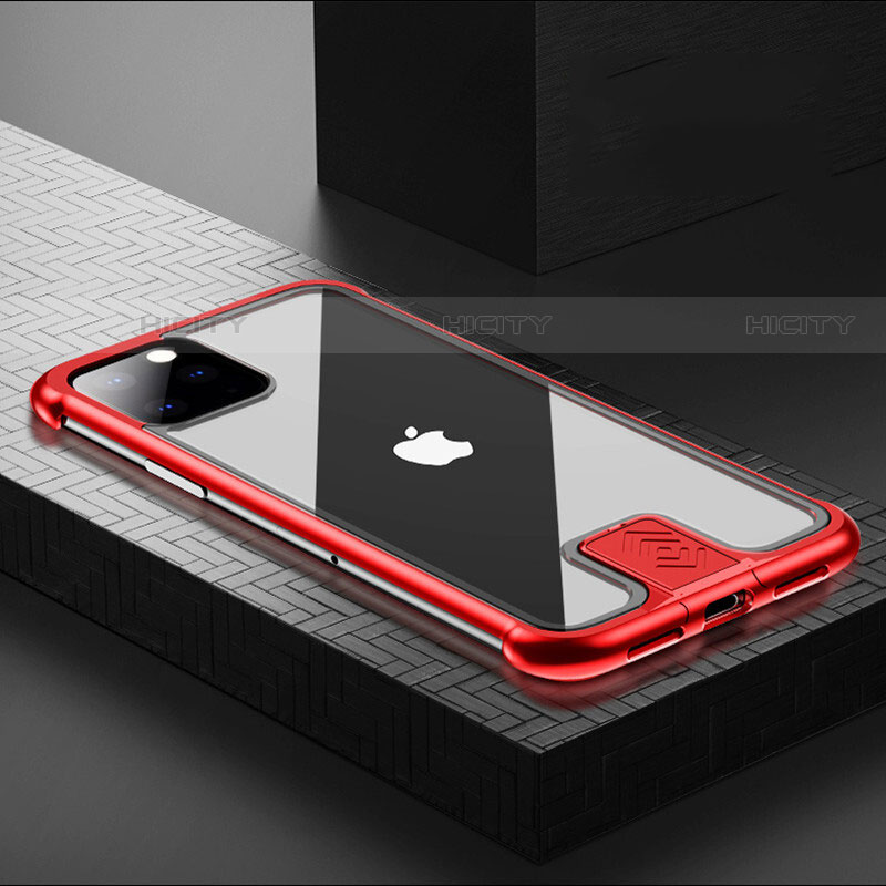 Custodia Lusso Alluminio Laterale Specchio 360 Gradi Cover per Apple iPhone 11 Pro Rosso