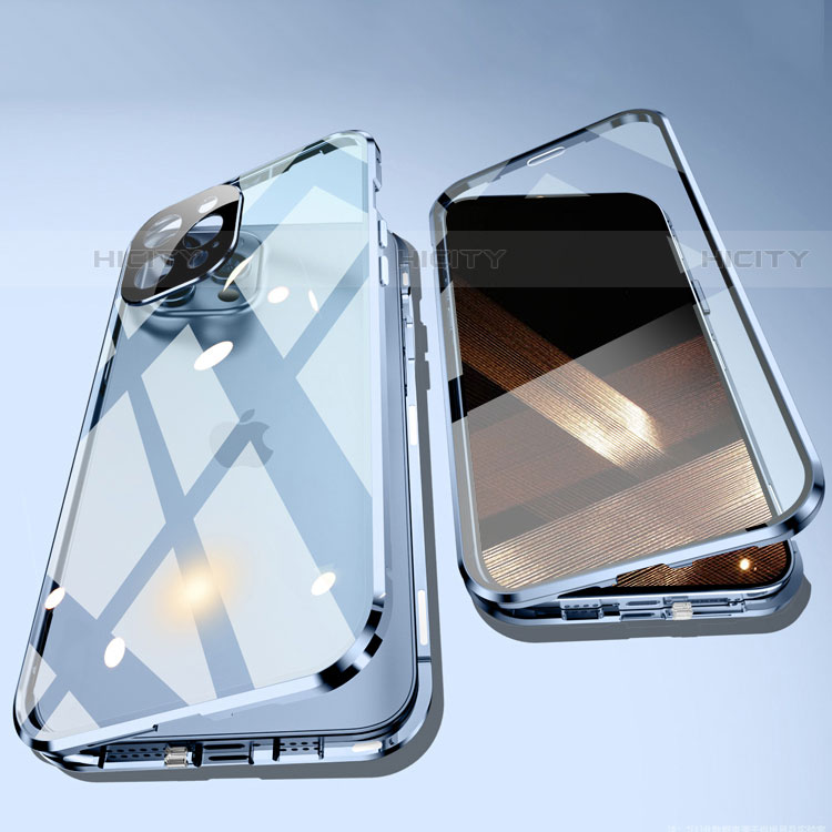 Custodia Lusso Alluminio Laterale Specchio 360 Gradi Cover per Apple iPhone 15 Pro
