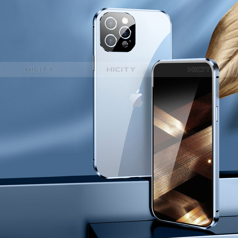 Custodia Lusso Alluminio Laterale Specchio 360 Gradi Cover per Apple iPhone 15 Pro Max