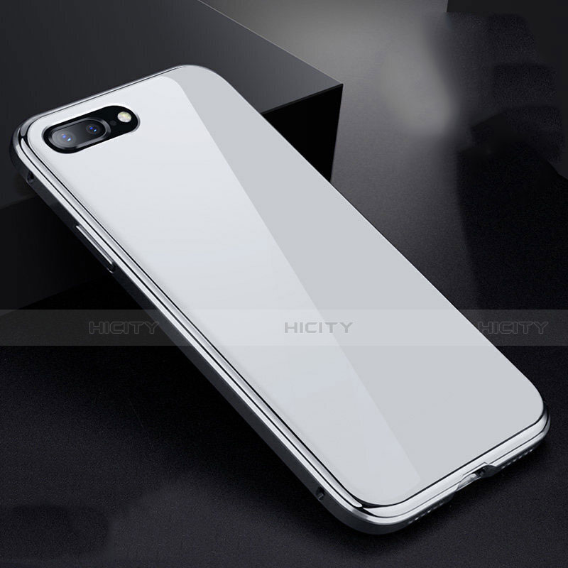 Custodia Lusso Alluminio Laterale Specchio 360 Gradi Cover per Apple iPhone 8 Plus Bianco