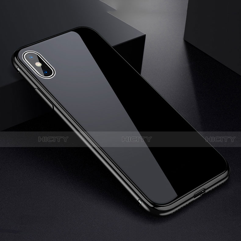 Custodia Lusso Alluminio Laterale Specchio 360 Gradi Cover per Apple iPhone Xs Max Nero