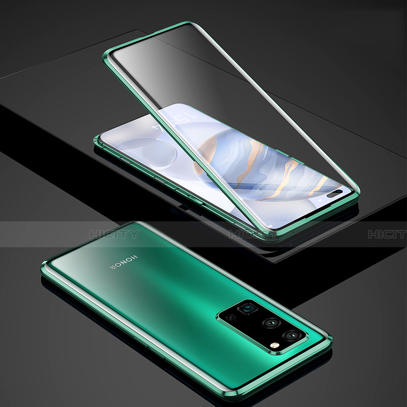 Custodia Lusso Alluminio Laterale Specchio 360 Gradi Cover per Huawei Honor 30 Pro Verde