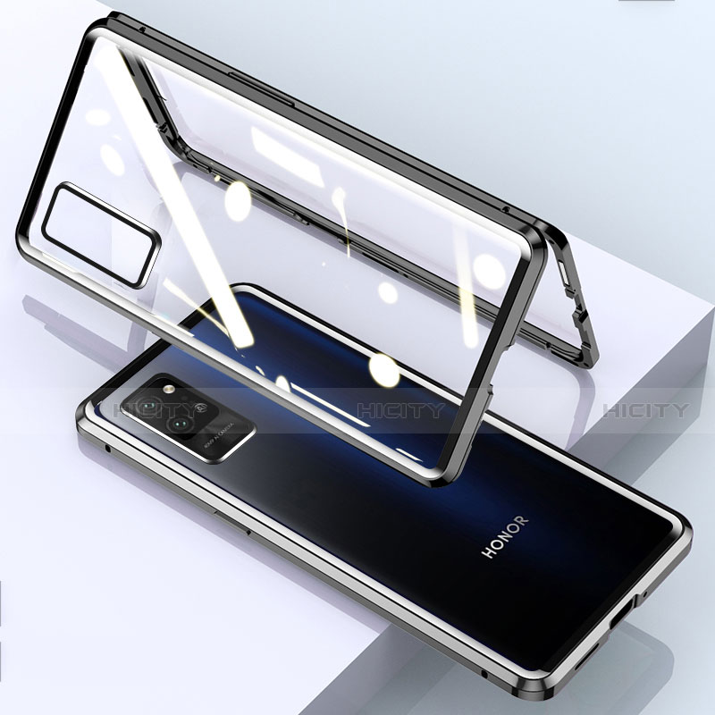 Custodia Lusso Alluminio Laterale Specchio 360 Gradi Cover per Huawei Honor Play4 Pro 5G Nero