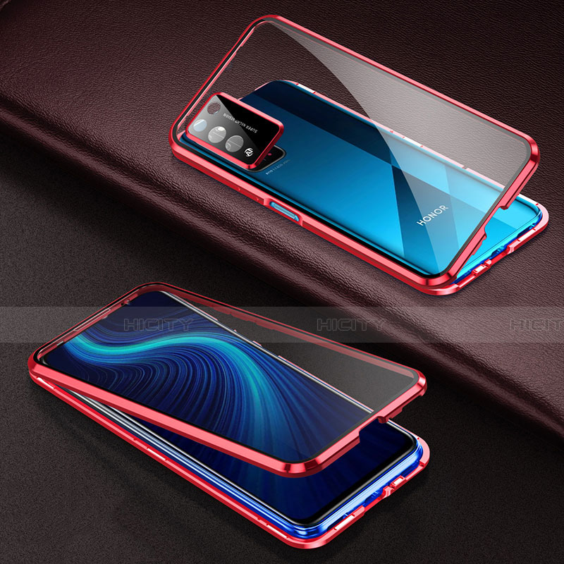 Custodia Lusso Alluminio Laterale Specchio 360 Gradi Cover per Huawei Honor X10 5G Rosso