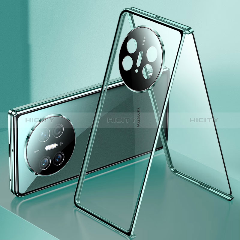 Custodia Lusso Alluminio Laterale Specchio 360 Gradi Cover per Huawei Mate X5 Verde