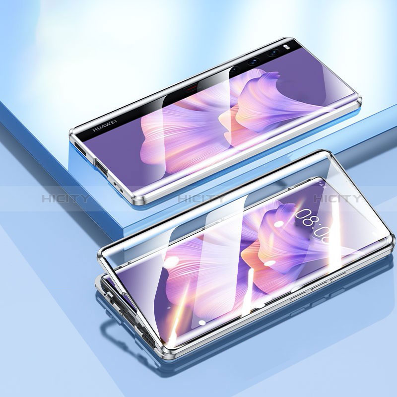 Custodia Lusso Alluminio Laterale Specchio 360 Gradi Cover per Huawei Mate Xs 2 Argento