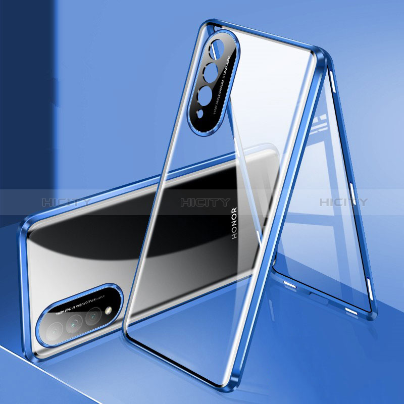 Custodia Lusso Alluminio Laterale Specchio 360 Gradi Cover per Huawei Nova 10z Blu