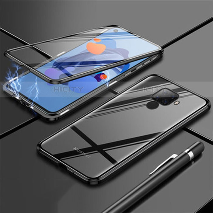 Custodia Lusso Alluminio Laterale Specchio 360 Gradi Cover per Huawei Nova 5z Nero