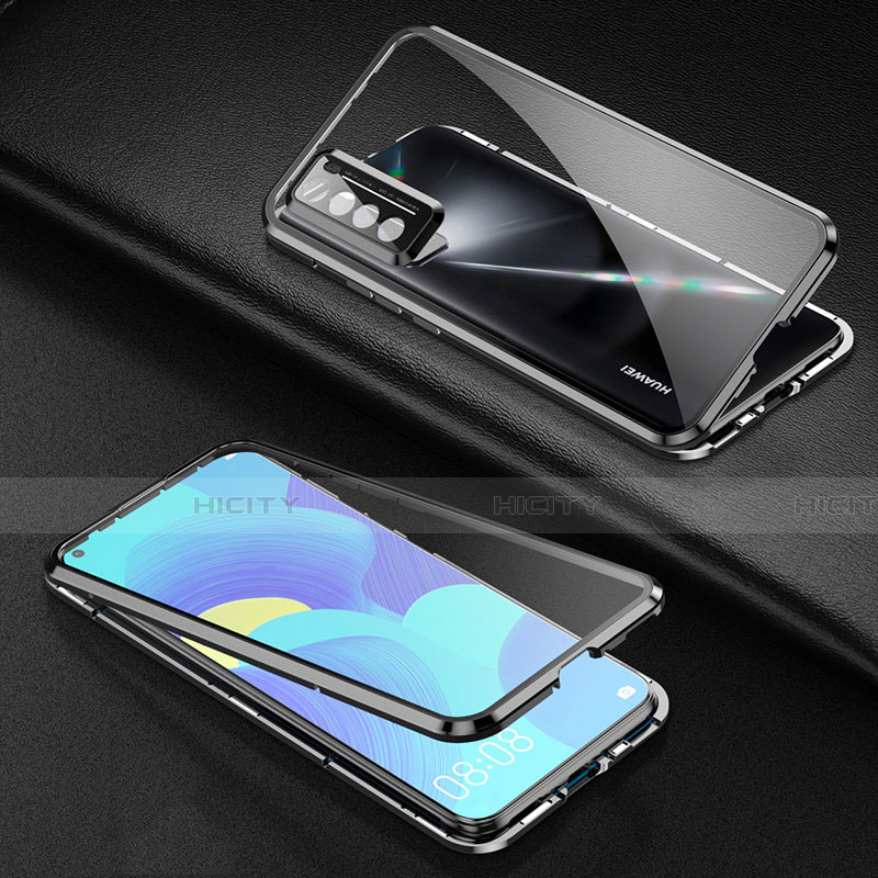 Custodia Lusso Alluminio Laterale Specchio 360 Gradi Cover per Huawei Nova 7 5G Nero