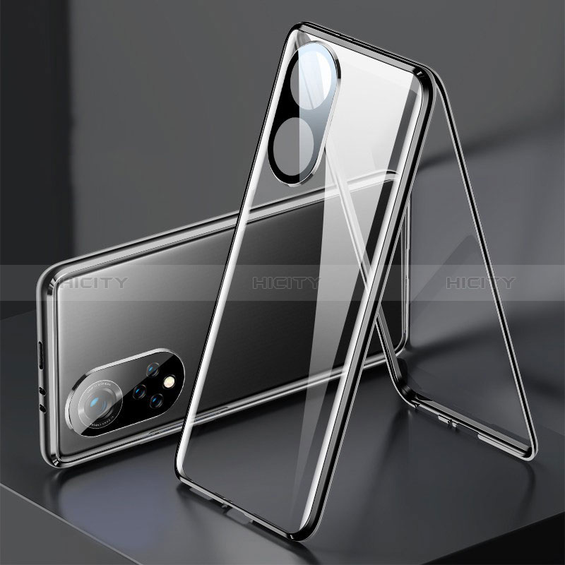 Custodia Lusso Alluminio Laterale Specchio 360 Gradi Cover per Huawei Nova 9 Nero