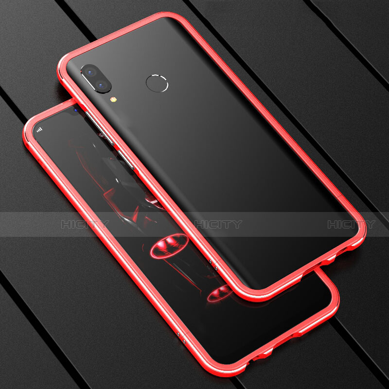 Custodia Lusso Alluminio Laterale Specchio 360 Gradi Cover per Huawei P Smart+ Plus Rosso