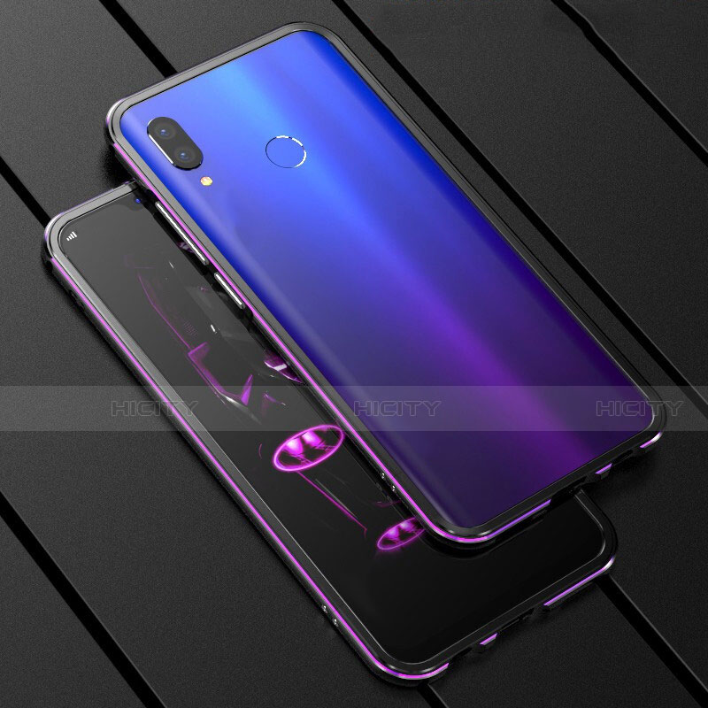 Custodia Lusso Alluminio Laterale Specchio 360 Gradi Cover per Huawei P Smart+ Plus Viola