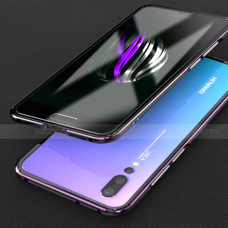 Custodia Lusso Alluminio Laterale Specchio 360 Gradi Cover per Huawei P20 Pro