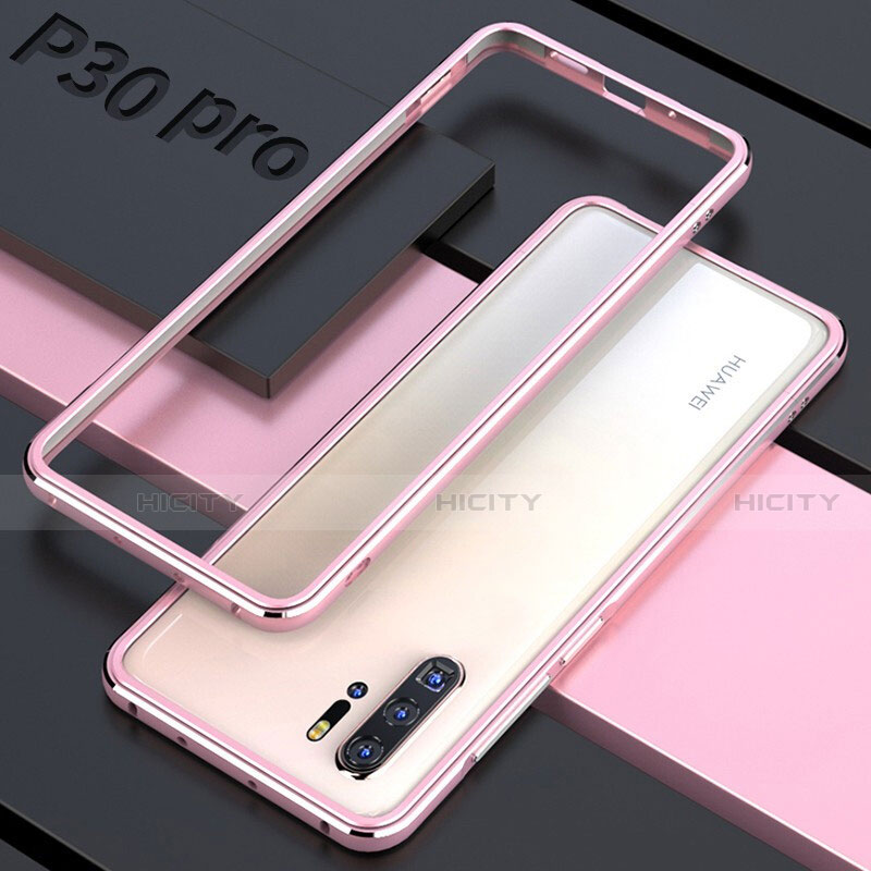 Custodia Lusso Alluminio Laterale Specchio 360 Gradi Cover per Huawei P30 Pro New Edition Oro Rosa