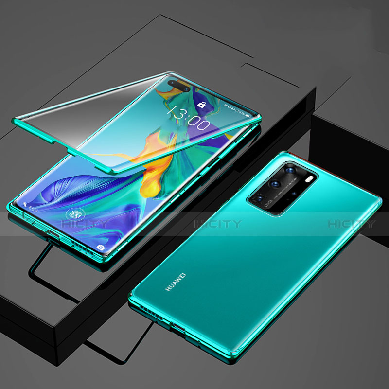 Custodia Lusso Alluminio Laterale Specchio 360 Gradi Cover per Huawei P40 Pro Verde