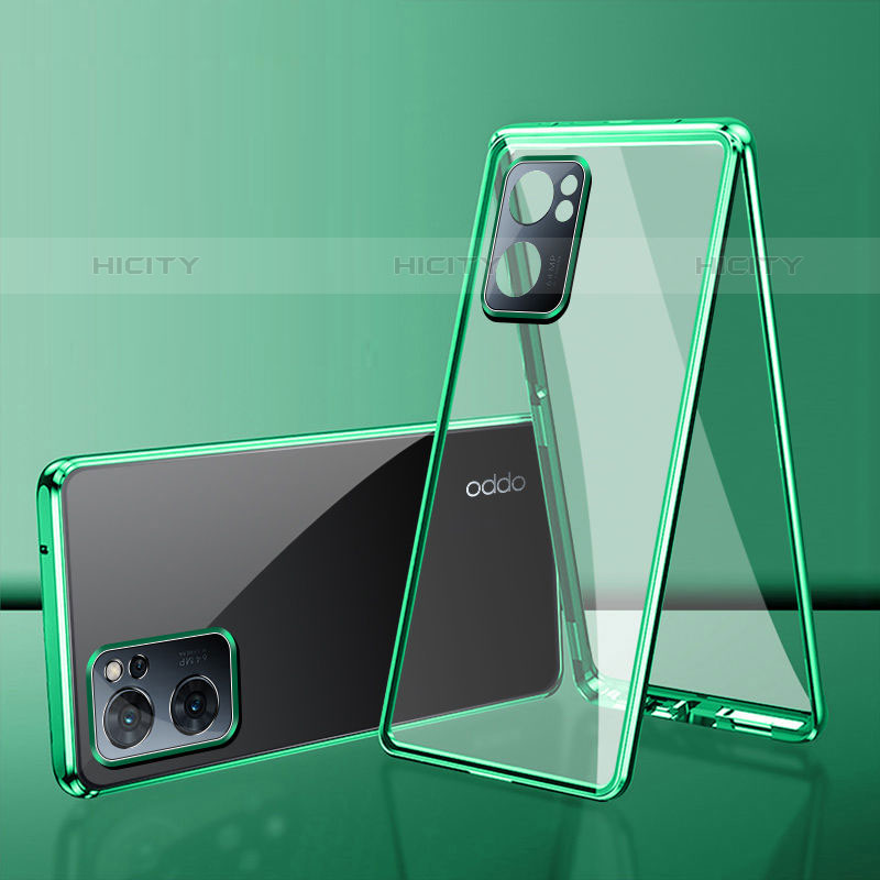 Custodia Lusso Alluminio Laterale Specchio 360 Gradi Cover per OnePlus Nord N300 5G Verde