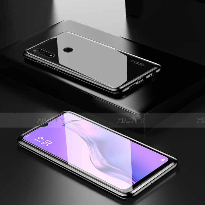 Custodia Lusso Alluminio Laterale Specchio 360 Gradi Cover per Oppo A31 Nero